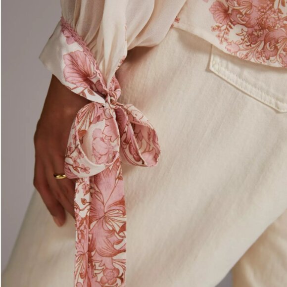 Forever That Girl x Anthropologie Femme Floral Sheer Blouse – XS – Romantic Boho - Picture 7 of 15